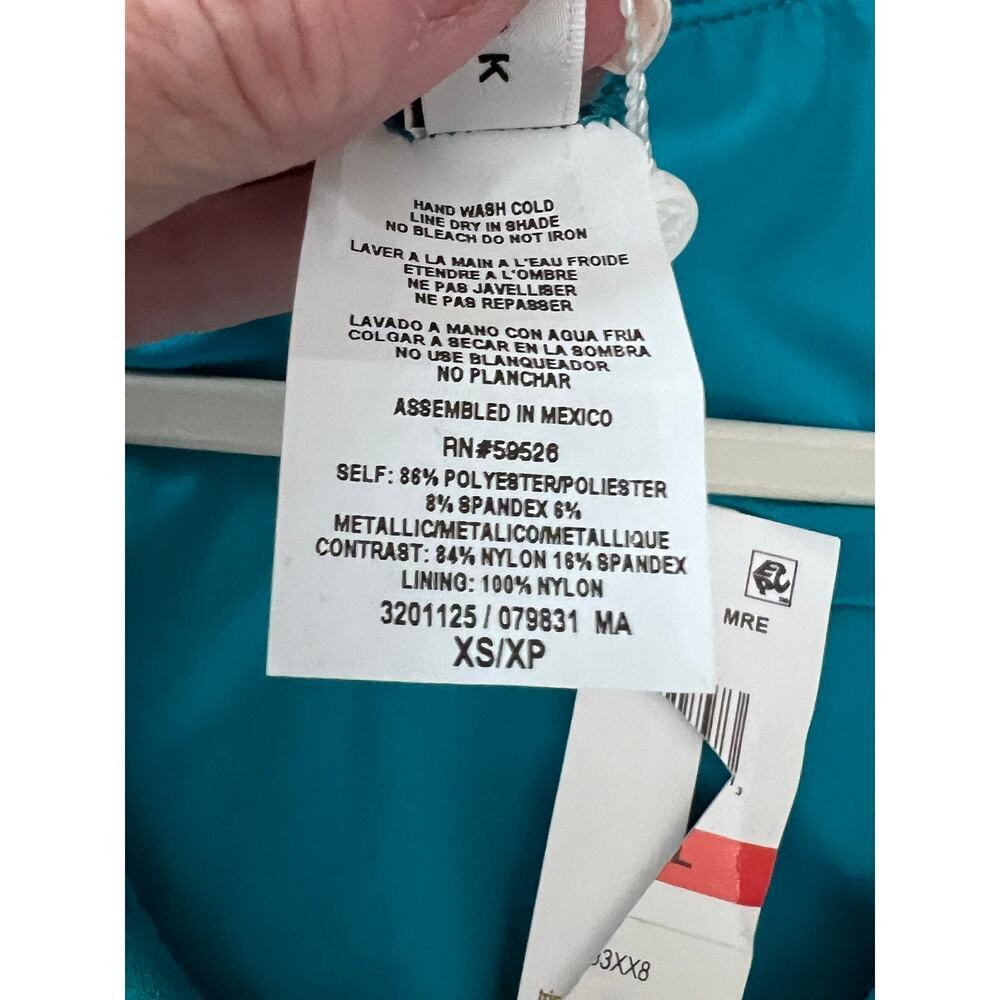 Trina Turk Empire Long Sleeve Paddle Suit Swimsuit NWT XS Turquoise Shimmer - Picture 6 of 6